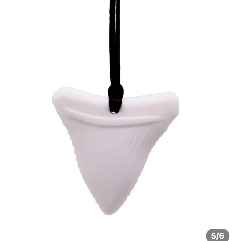 White Shark Tooth Chew Necklace - 100% Food Grade Silicone- Anxiety, ADHD…